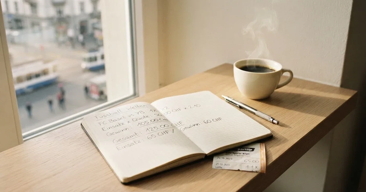 Ein Taschenrechner und ein Bleistift liegen auf kariertem Papier neben einer Tasse Kaffee, ein Fensterplatz mit Tageslicht.