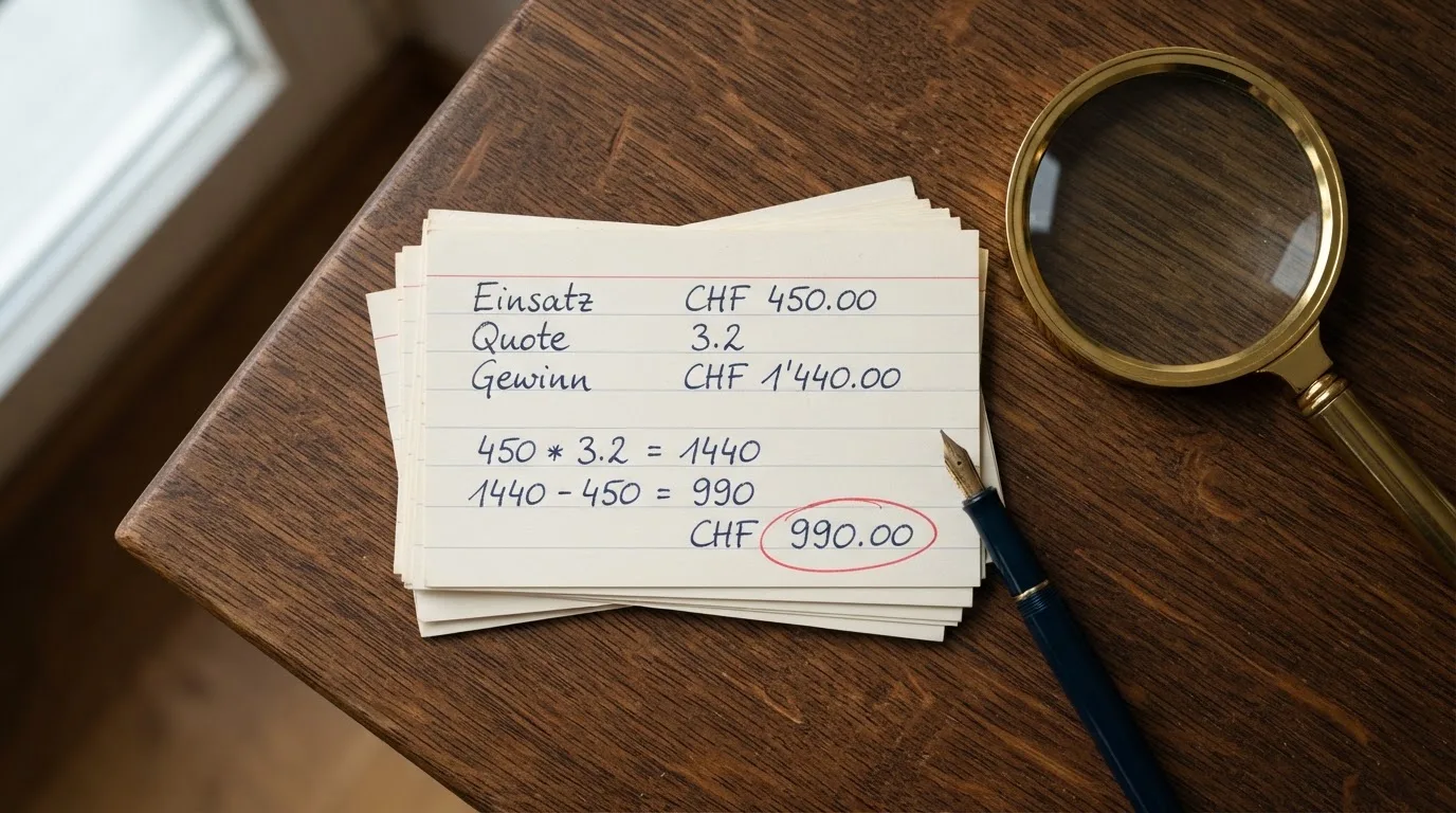 Ein Stapel handbeschriebener Karteikarten liegt auf einem Schreibtisch, daneben eine Lupe mit Messingrand.